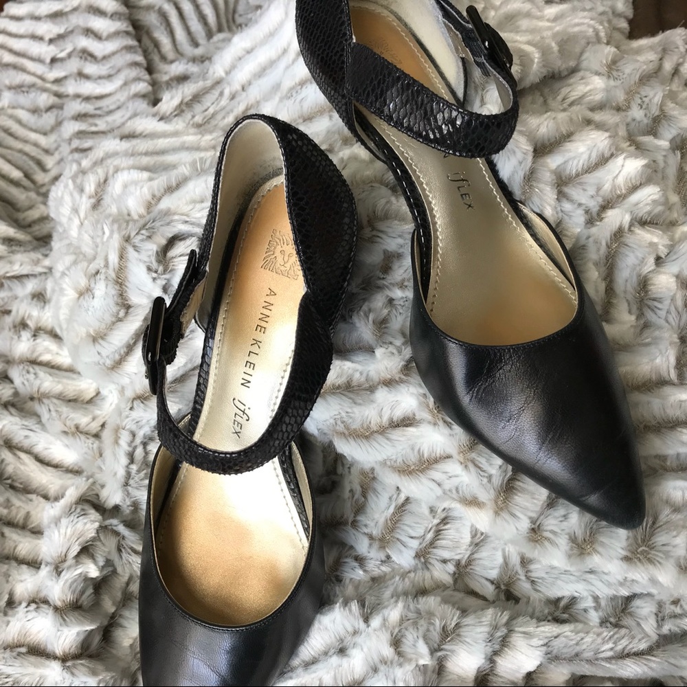 🔥Original Anne Klein iFlex Black Leather Heels. Size 8